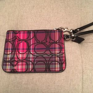 PINK PLAID COACH WRISTLET
